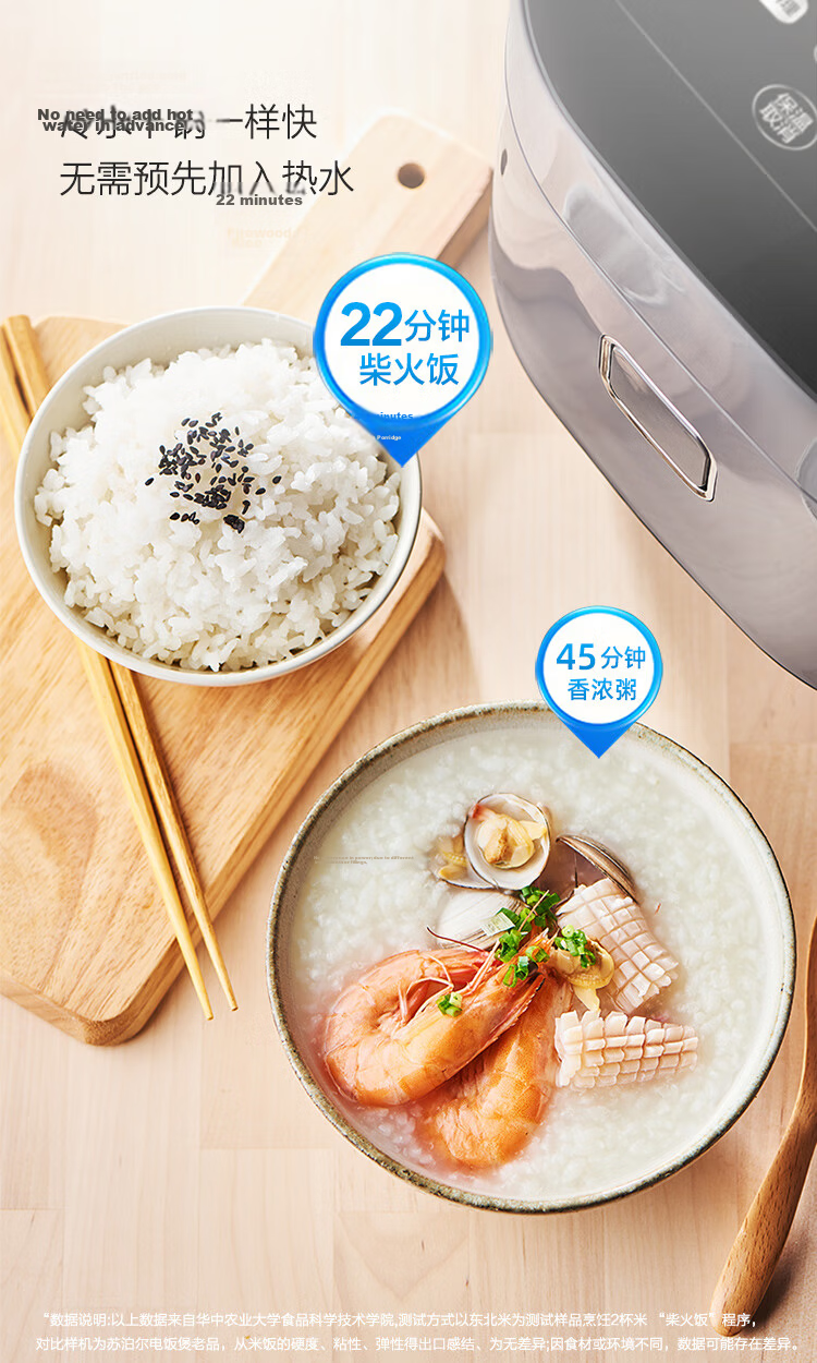 SUPOR Rice Cooker 3-4 People 4L Blue Diamond Quick Ball Pot Firewood Rice Non-stick Steamer Porridge Multi-function Micro-pressure Smart Rice Cooker 40FC661 9