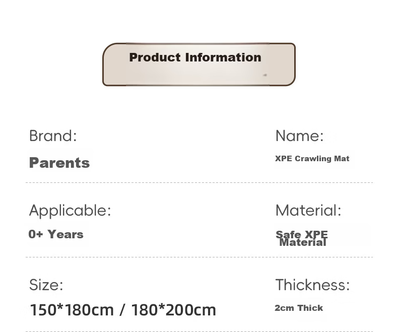 Babamama XPE Crawling Mat for Babies, Double-Sided Non-Slip Thickened 2cm Foldable Floor Mat 150*180 15