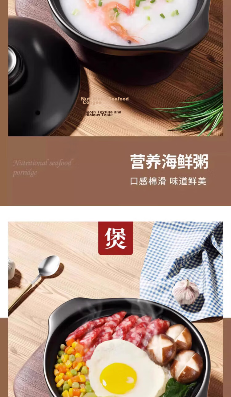 Jingyan Claypot Rice Wide Mouth Ceramic Casserole High Temperature Resistant Crack-Resistant Gas Stove Special Cantonese Claypot 13