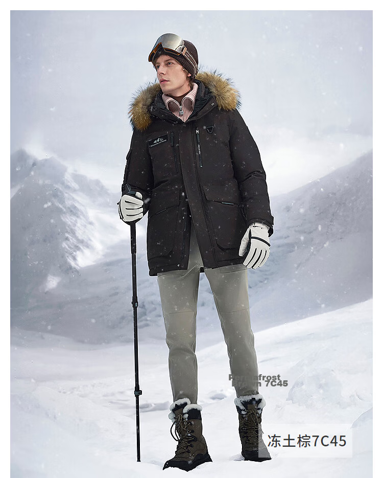 BOSIDENG 25-Year Winter Extreme Cold Northeast Special Thickened Goose Down Unisex Mall-Style Down Jacket with Large Fur Collar 34