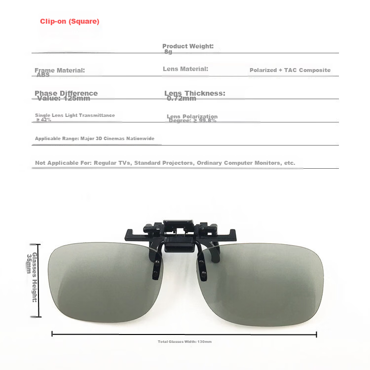Boshide 3D Polarized Clip-On Glasses for Myopia IMAX Cinema Large Screen Read Clip-On 5