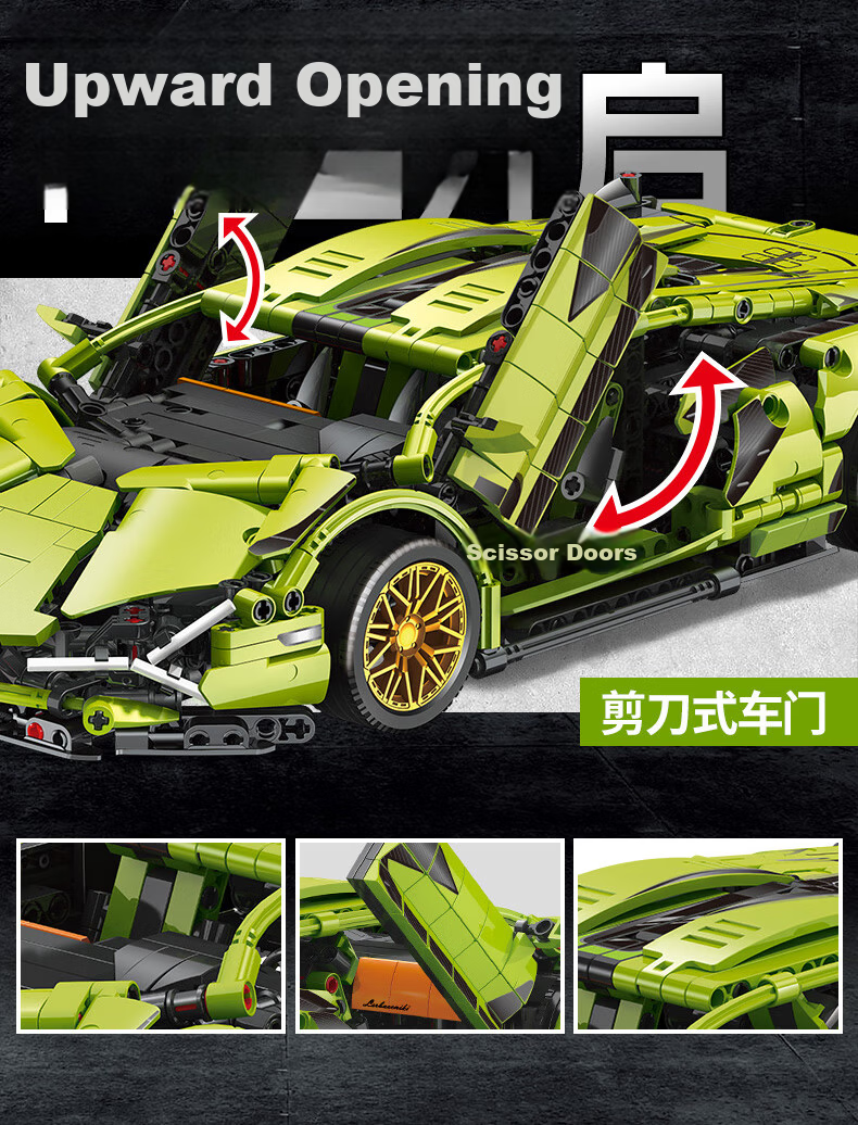 Lianhe Chuangxiang, Lamborghini Compatible LEGO Racing Car Building Blocks Remote Control Sports Car Toy, Birthday Gift for Boys Aged 8-12 6