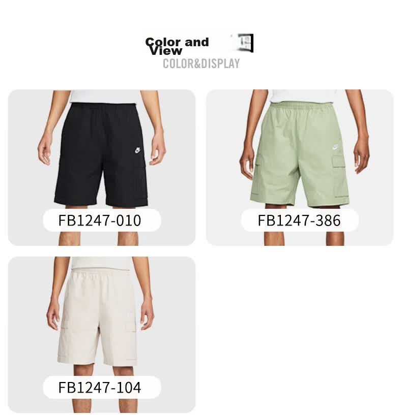 NIKE Men's Sports Shorts, Summer Woven Cargo Shorts, Loose And Simple Style, FB1247-386, Light Green, 2XL 3