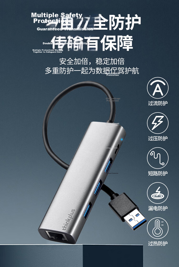 ThinkPad Lenovo USB to Ethernet Adapter RJ45 Network Port Converter USB Hub Expansion Dock HUB Splitter Laptop Expansion Dock Adapter Extension Cable LRA3 100Mbps 12