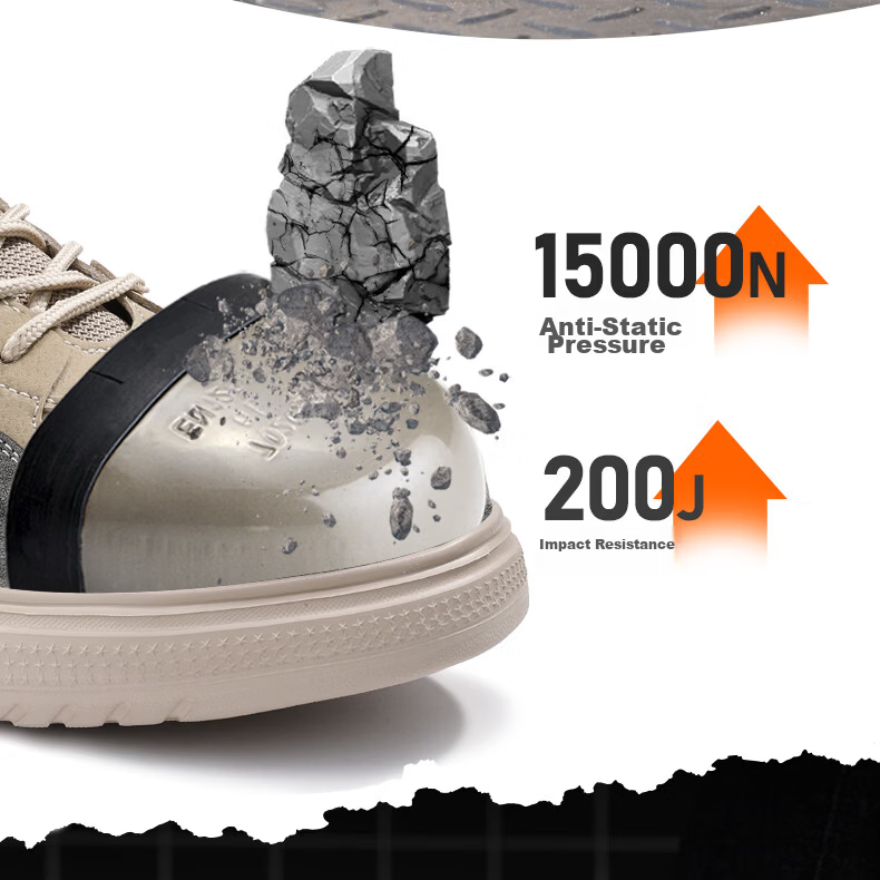 Weierdun Safety Shoes for Men, Summer Breathable Steel Toe Anti-Puncture Ultra-Light Work Site Safety Shoes F080 Size 44 7