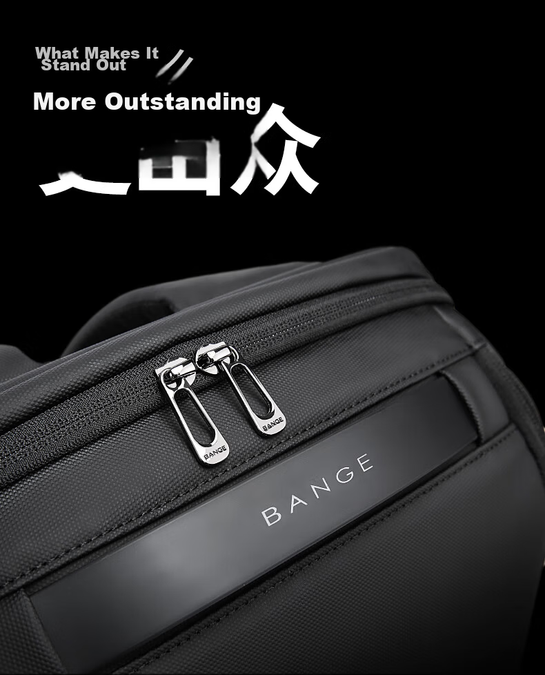 Bange Men's Large Capacity Backpack Business Travel Bag College Student 17.3-inch Laptop Backpack Double Shoulder Bag Black Gift 15