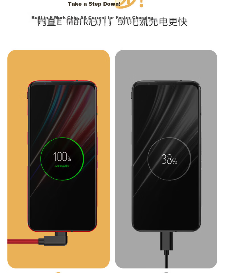 Chaofan Compatible with Nubia Red Magic Data Cable Charging Cable 80W/120W/165W Fast Charging for 11pro/10Air/10spro/10pro/9spro/+/8pro/Z80Ultraz60 7