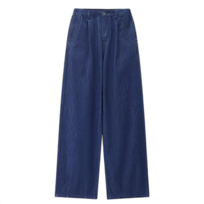 Giordano Women's Pants 2026 Summer New Cool Pleated Semi-Elastic Waist Straight Denim Jeans 13416323