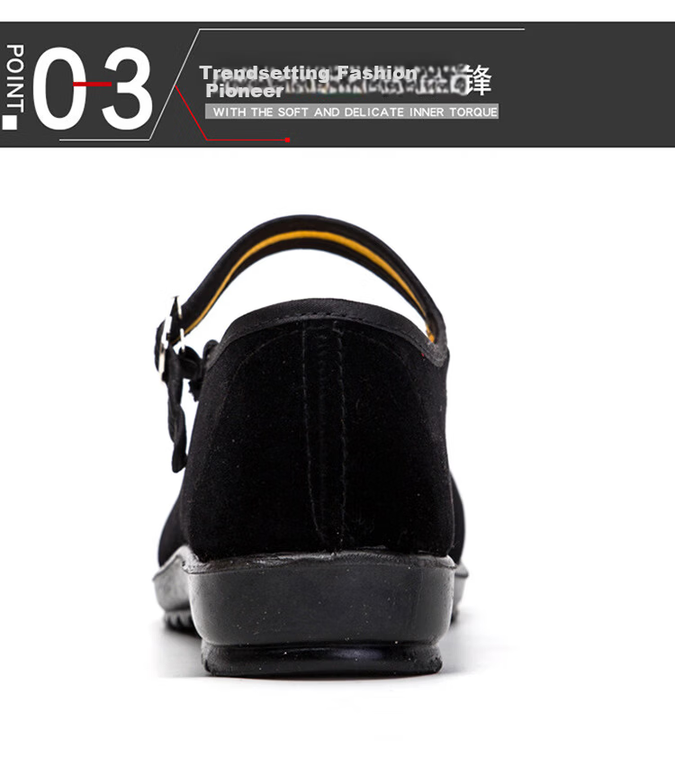 IQGD Old Beijing Cloth Shoes for Women, Casual Dance Flat Shoes, Hotel Mom Shoes, Wear-Resistant Breathable 024 Black Size 36 6