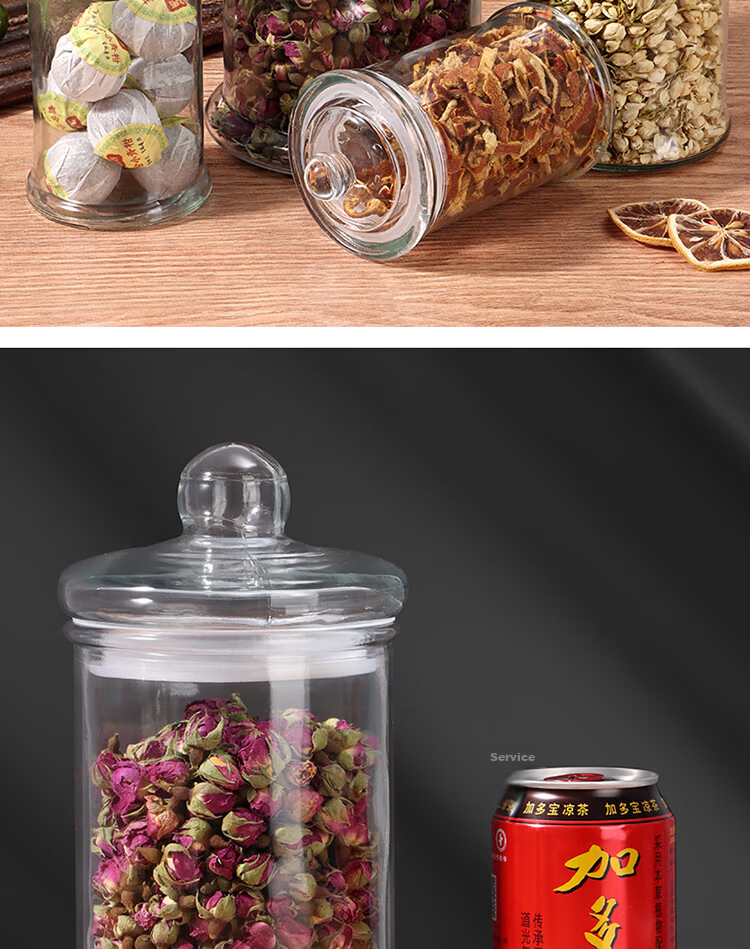 Baijie Glass Airtight Jars for Infusing Liquor, Thick Tangerine Peel Storage Jars, Grain Storage Jars, Coffee And Tea Canisters, Set of Two, 750ml Each 12