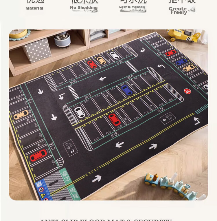 TaTanice Parking Lot Play Mat Children's Play Crawling Mat Living Room Bedroom Early Education Entertainment Area Carpet Birthday Gift for Boys and Girls 3