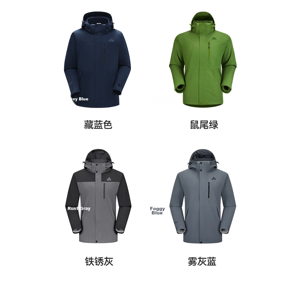 Pelliot Mountain Classic 2.0 3-in-1 Waterproof Jacket Unisex Spring Autumn Warm Coat Jacket 11340105 Blue S 19