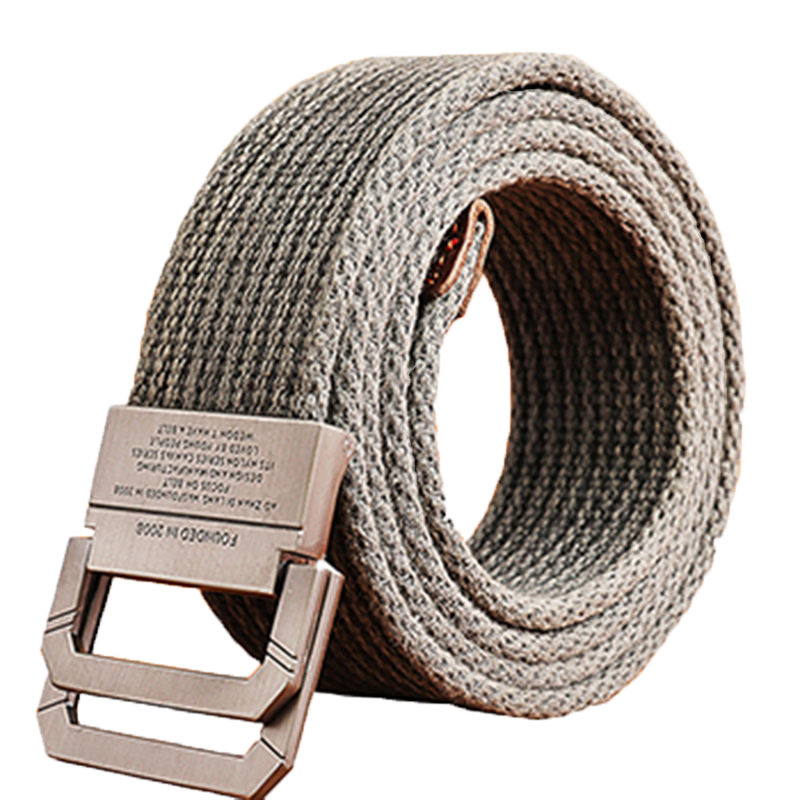 Half Cigarette Double Ring Buckle Canvas Belt Men Leather Belt Youth Casual Durable Pure Cotton Breathable Military Training Pants Belt Gift for Boyfriend