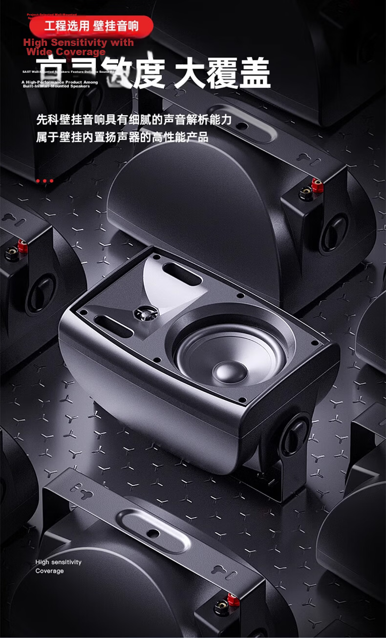SAST 60W Wall-Mounted Speaker, Passive Wall-Mounted Speaker for Connecting Amplifier, Background Music, Public Address System, Restaurant And Conference Broadcasting, Constant Voltage DW60 Black 15