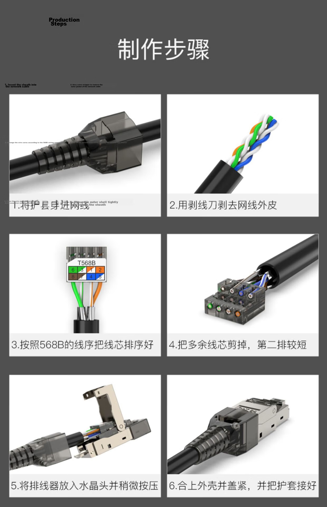 HAILE Category 6 Tool-Free Crystal Head, Gigabit Connector for Category 6 Unshielded Twisted Pair Cable, HT-MDC6 9