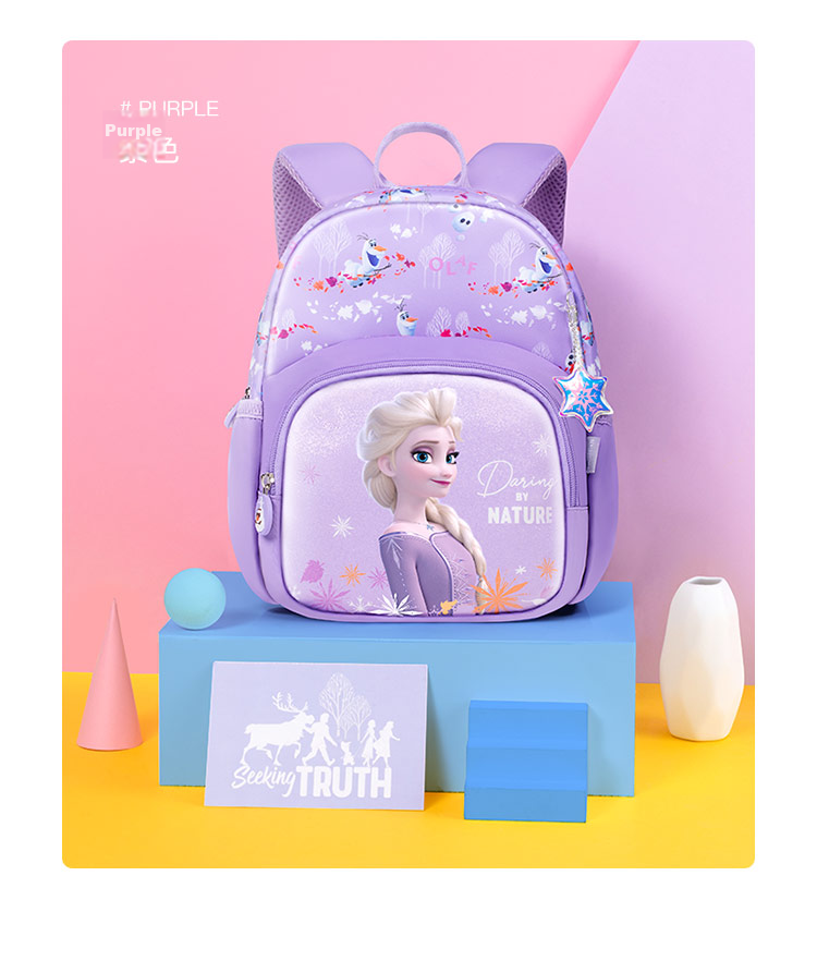 Disney Children's Backpack for Kindergarten Ages 3-6, Junior And Senior Classes, Ultra-Light Cute Girl's Small Backpack, Elsa Princess Blue 16