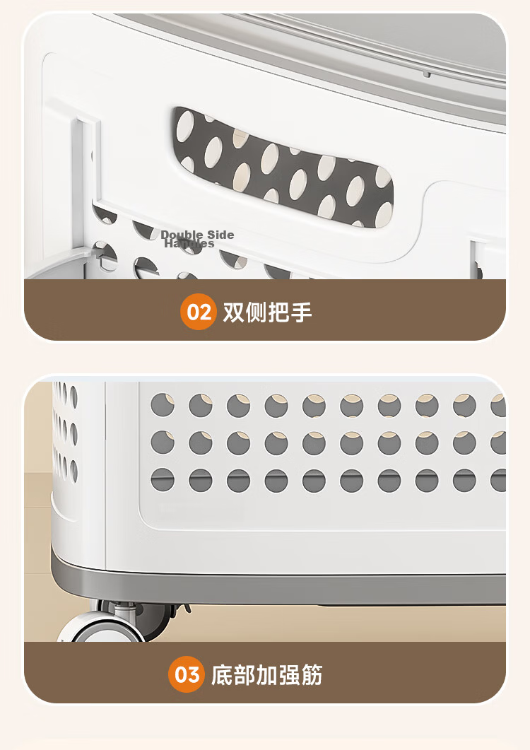 Jiabangshou Laundry Hamper Large Capacity Dirty Clothes Basket with Lid And Side Compartments for Home Use, Stylish Design, Deluxe Model 18