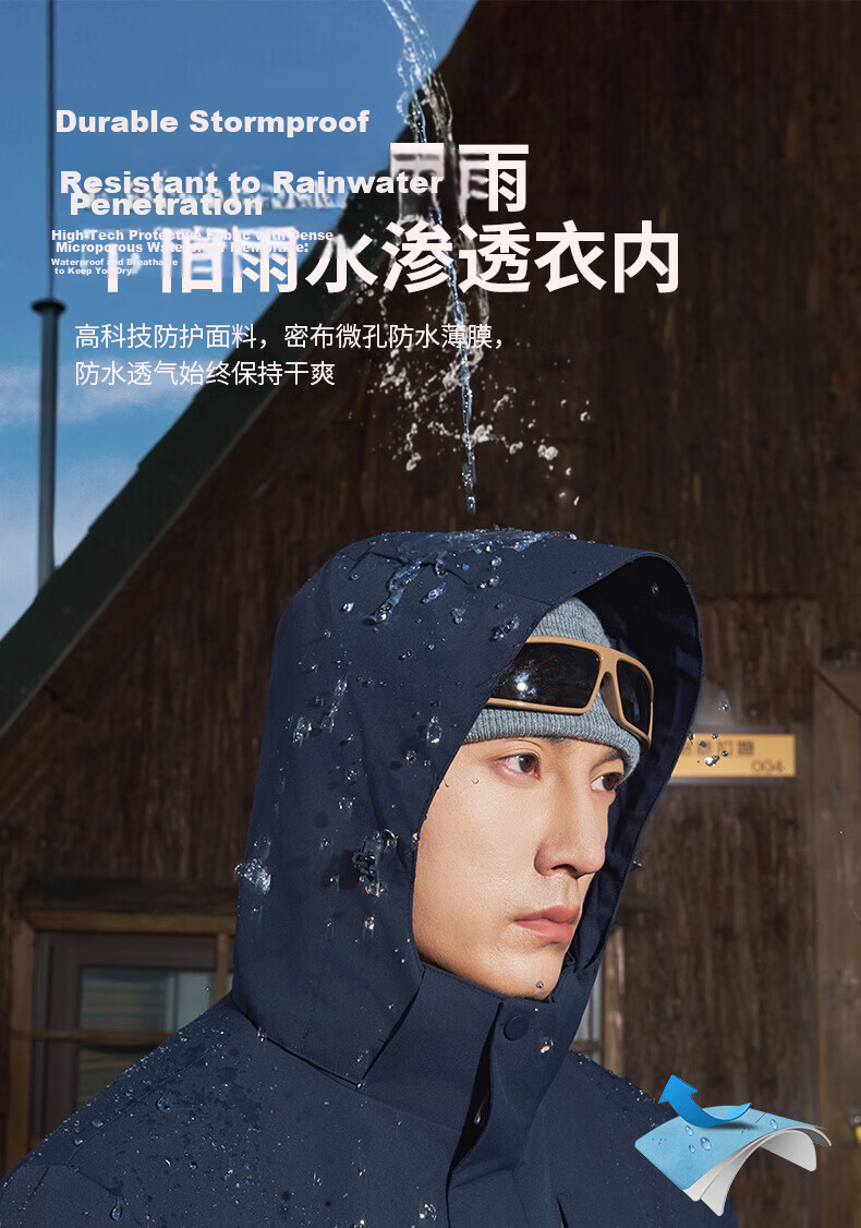 JEEP SPIRIT Unisex 3-in-1 Outdoor Waterproof Windproof Warm Jacket Moonlight Blue XL 3