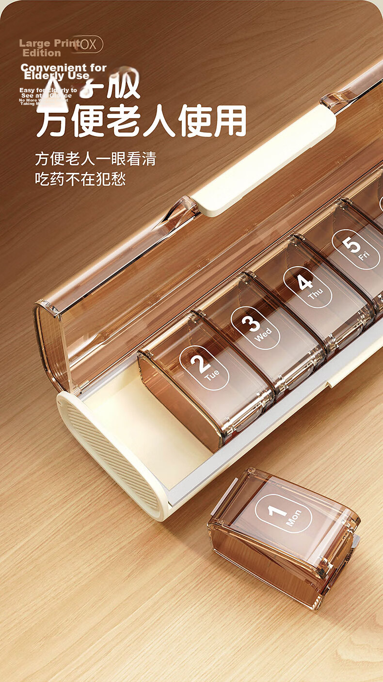 Jinlongxing Weekly Pill Organizer Portable Medicine Reminder Large Capacity Travel Pill Box 2
