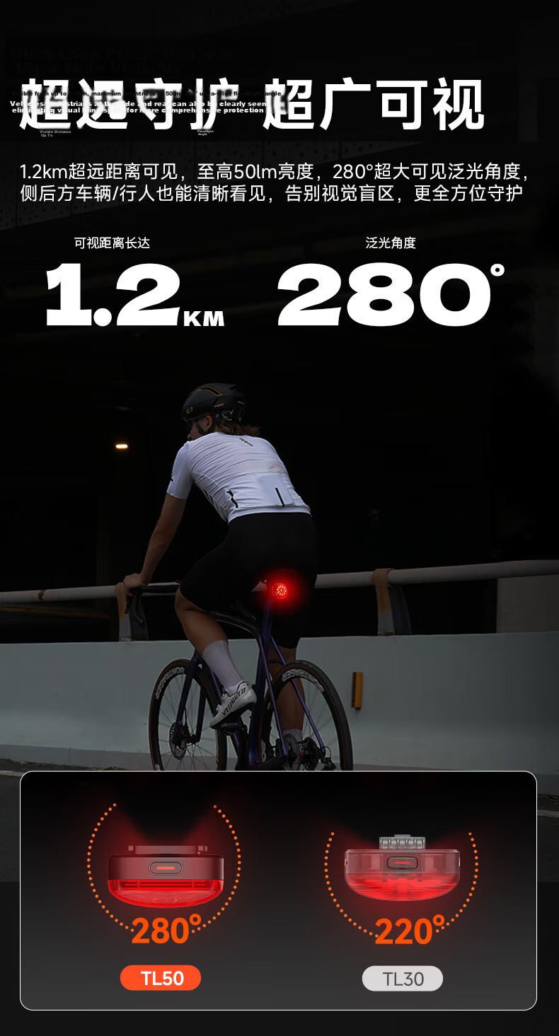 IGPSPORT TL50 Smart Bicycle Tail Light Night Riding Warning Light Waterproof Brake Sensor Cycling Equipment 4