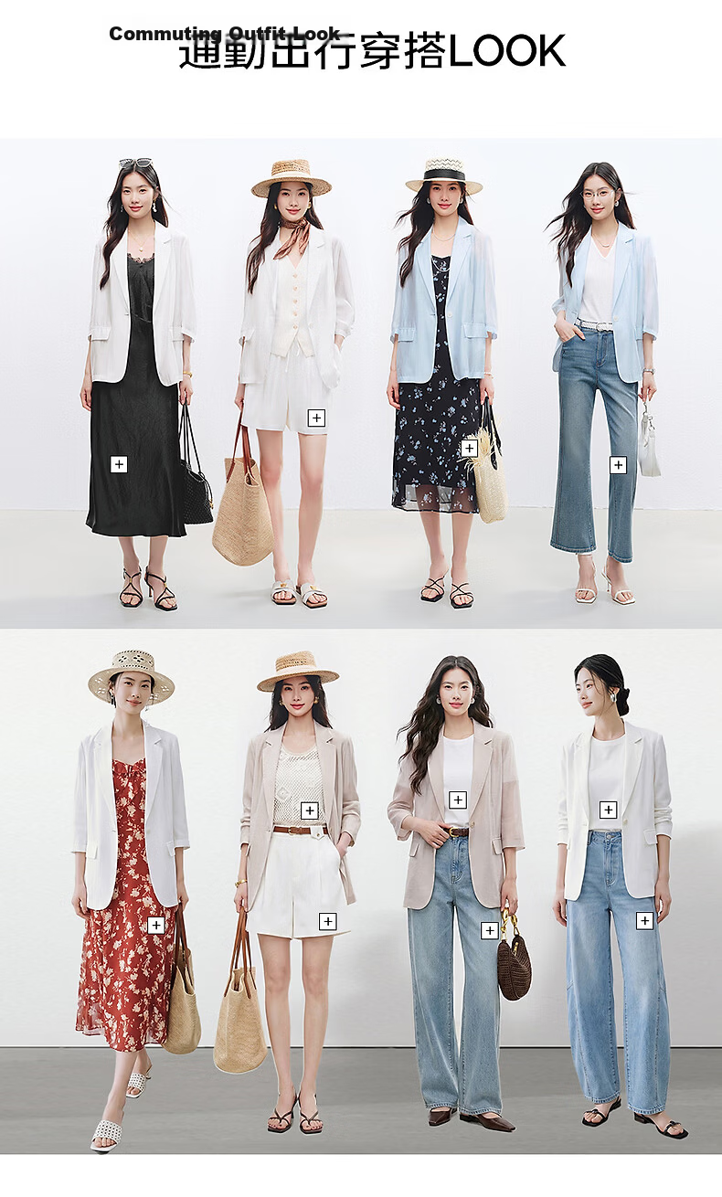Yixiang Liying Lightweight Linen Blazer 2026 Summer New Loose Draped Short Jacket Beige 160/84A/M 15