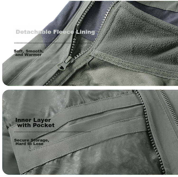 TUCANO Men's 3XL Gray 3-in-1 Outdoor Hiking Jacket Windproof Waterproof Autumn Shell 12