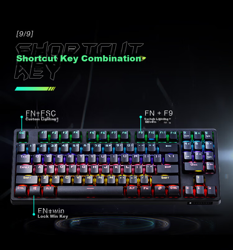 ThundeRobot Wired Mechanical Gaming Keyboard KG3089R Red Switch RGB Backlit 89-Key Anti-Ghosting for Esports CS Home Office PUBG Valorant CS2 11