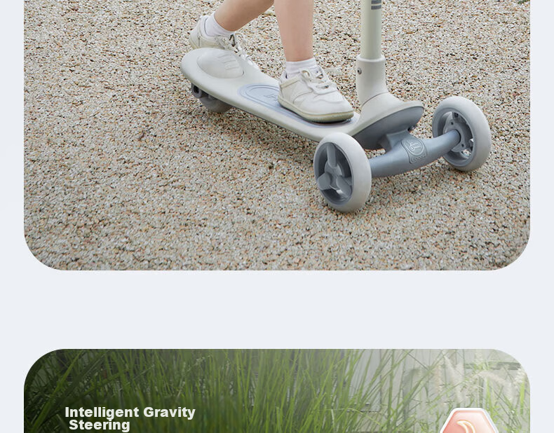 COOGHI Children's Scooter Q1 Foldable Gravity Steering Light-Up Wheels Birthday Gift for Ages 3-10, Cherry Blossom Pink 26