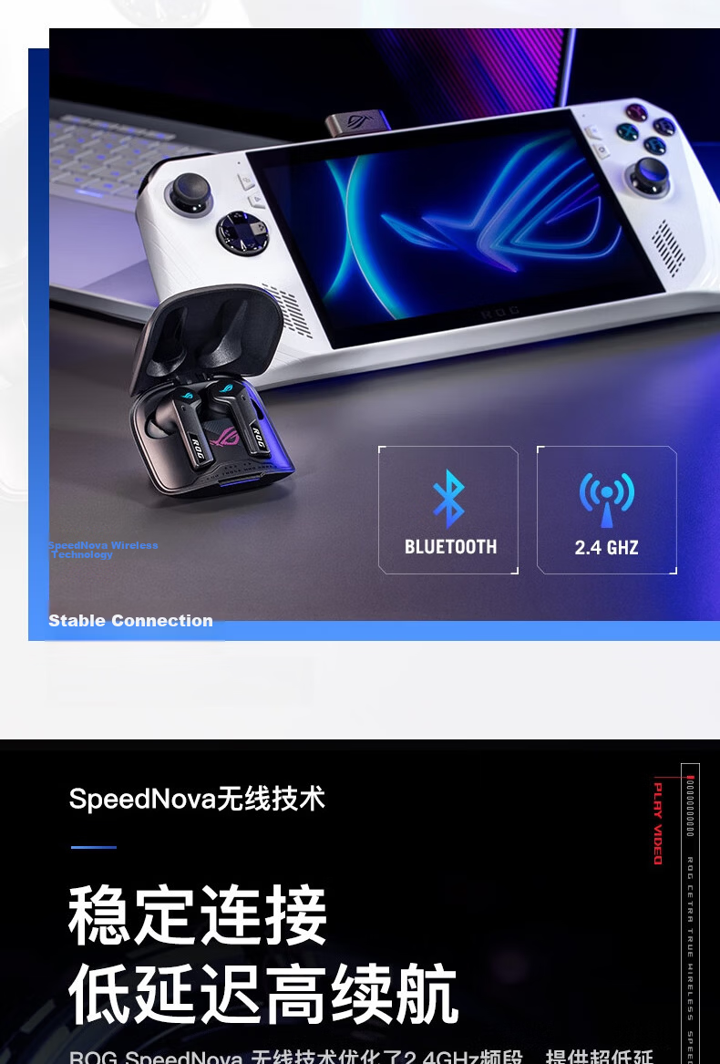 ROG TWS Speednova True Wireless In-Ear Gaming Headphones, Bluetooth Wireless Gaming Phone Accessory, Sports Earphones, Active Noise Cancellation, White, Delta 5