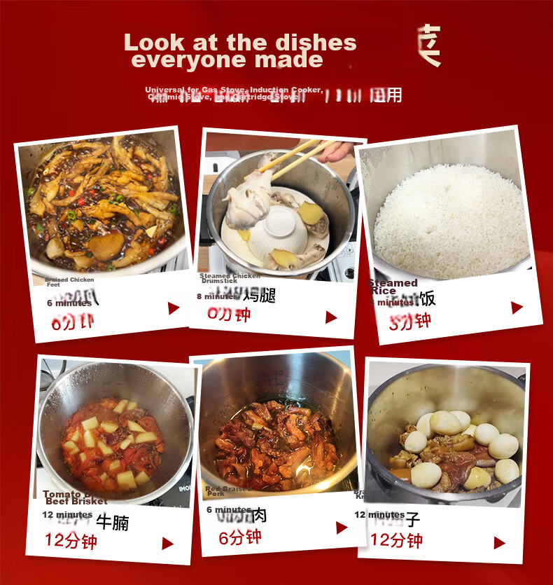 TIANXI JD Exclusive 6L Explosion-Proof Pressure Cooker, Single-Handed Opening, 304 Stainless Steel, Compatible with Induction Cookers 4
