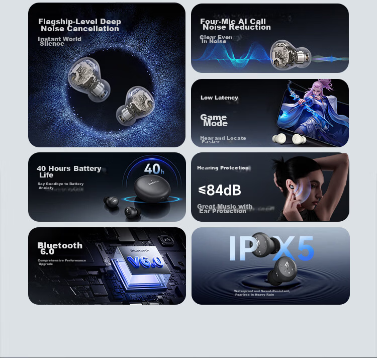 1MORE Q50 Mini Noise Cancelling Bluetooth In-Ear Earbuds Sleep Noise Cancelling Comfortable Side Sleep Long Battery Life Black 2026 Latest Model 6
