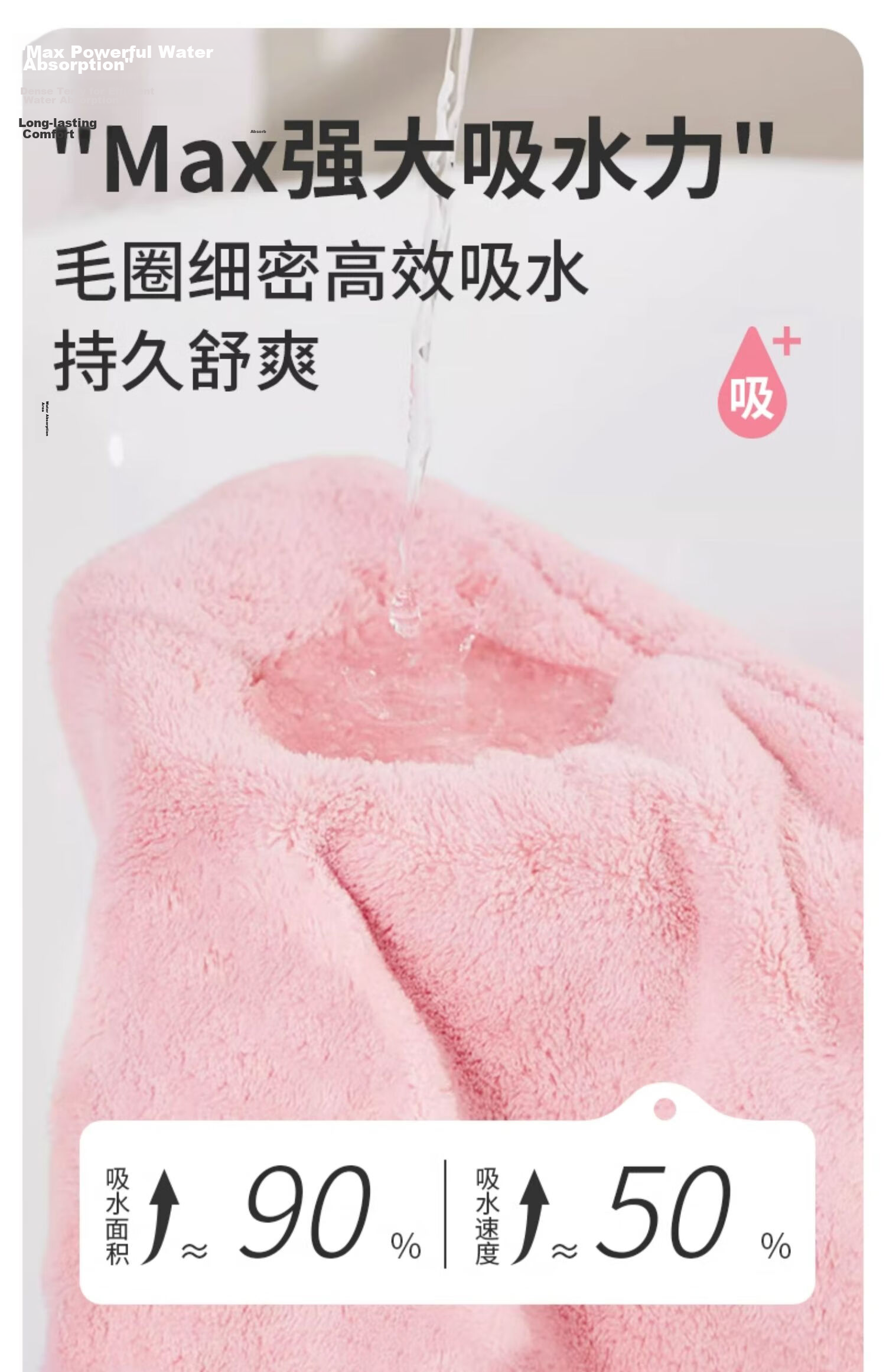 COOKSS Kids Quick-Dry Hair Towel Super Absorbent Cute Girls Headscarf Towel Wrap Student Bath Cap Pink 3