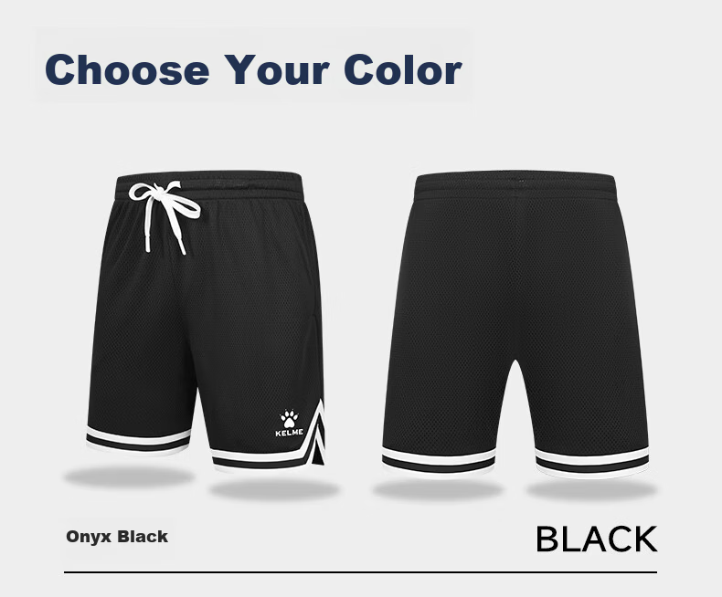 KELME Men's Basketball Shorts Training Running Loose Sports Breathable American Basketball Pants Agate Black M 6