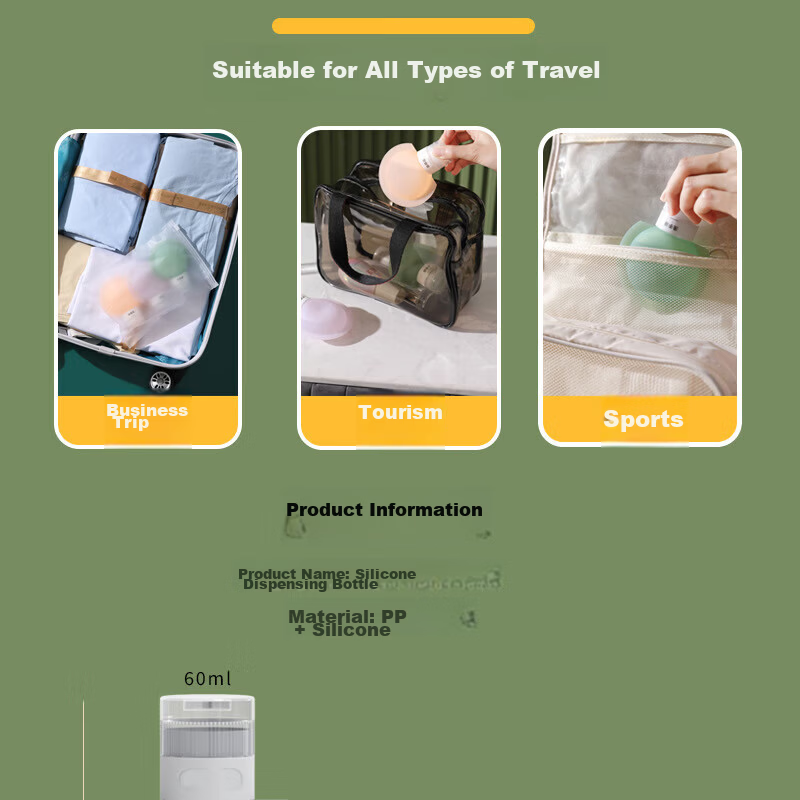 Silicone Travel Refillable Leak-Proof Press Dispensing Bag for Shampoo and Skincare Sample Storage Portable Small Bottle 11