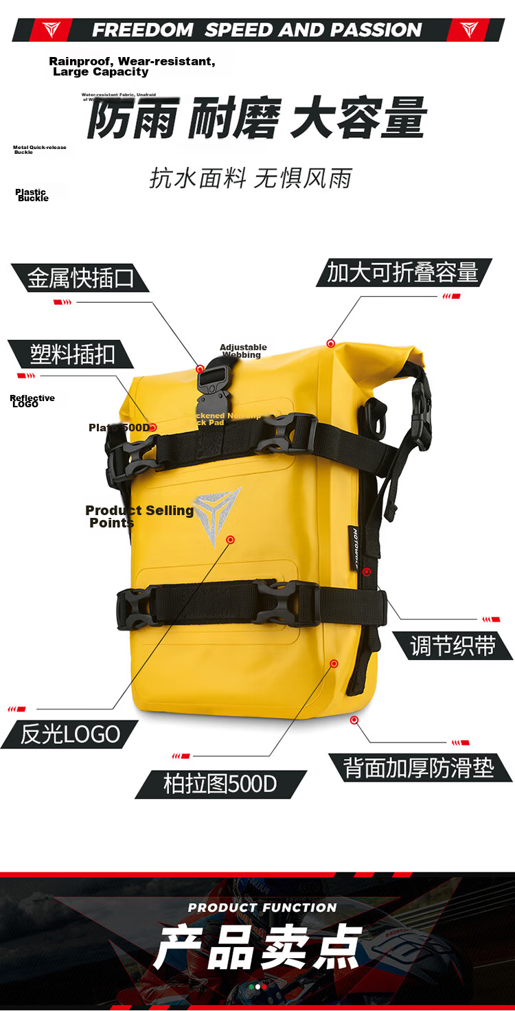MOTOWOLF Motorcycle Multifunctional Handlebar Bag, Storage Waterproof Side Bag, Riding Pouch, Side Pack, Motorcycle Travel Equipment, Quick-Release Hanging Bag 4