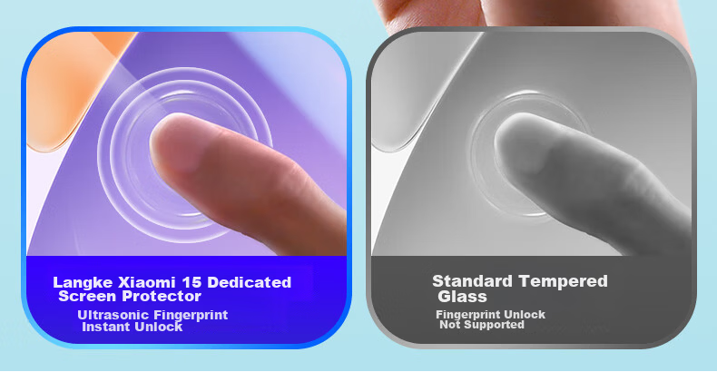 LLUNC [Ultrasonic Unlock] Xiaomi 15 Tempered Glass Screen Protector, Full Coverage No White Edge, Anti-Fingerprint, Ultra-Clear Ultra-Thin, Screen-Blocking Prevention, Shockproof Phone Film, 2-Pack 4