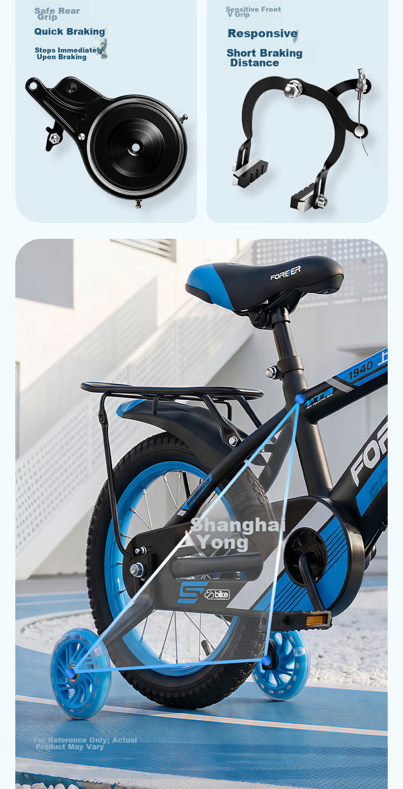 FOREVER Children's Bicycle, for Ages 6-10, with Training Wheels, Blue, 16 Inches, Suitable for Height 105-135cm 9