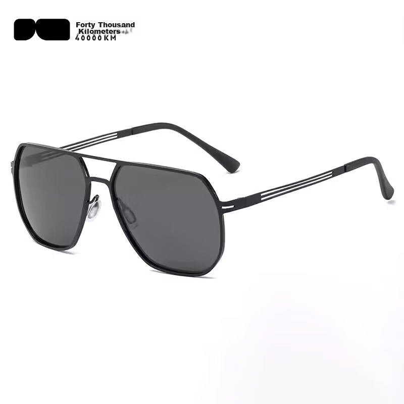 40,000 KM Polarized Men's Aviator Metal Sunglasses UV Protection Stainless Steel Driving Shades