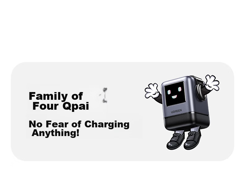UGREEN 100W GaN Charger, Q-Power Robot Multi-Port Type-C Fast Charging Head, Compatible with PD65W Apple Huawei Phones, MacBook Pro Laptops, Adapter 22