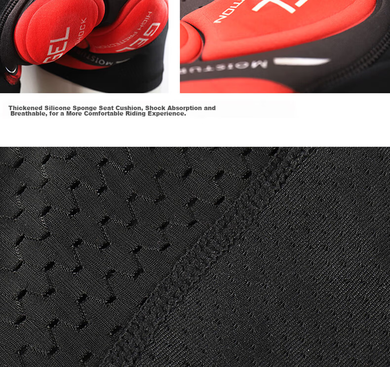 CAVALRY Cycling Shorts with Silicone Gel Pad for Men and Women Mountain Road Bike Shorts Seat Cushion Black Red XXL 9