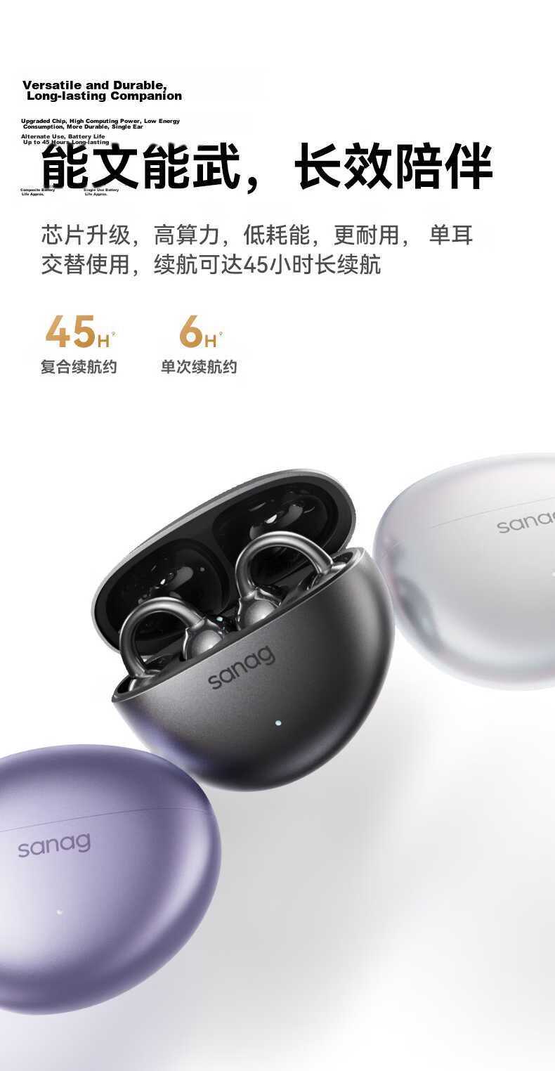 SANAG S7SUltra Bluetooth Earclip Sports AI Smart Voice Recorder Real-time Wireless Translator Rose Gold (Same Model as Yunqi) 13