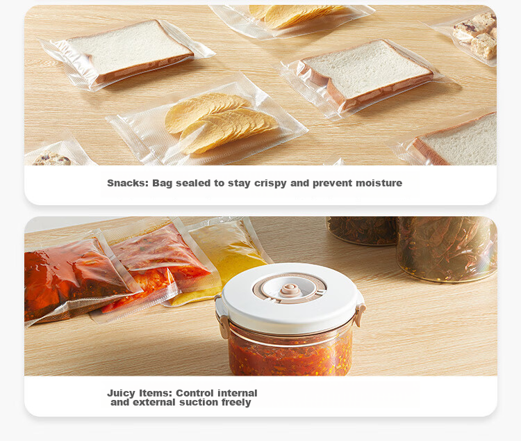 Mijia Xiaomi Vacuum Sealer Dual-Use Automatic Food Preservation Machine Household Small Fully Automatic Press-Free Sealing Machine 12