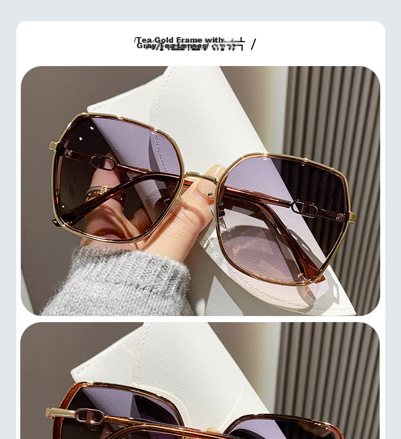40,000 Kilometers 2026 New Large Frame Polarized Sunglasses for Women, Suitable for Square and Round Faces, Glitter Design, UV Protection 16