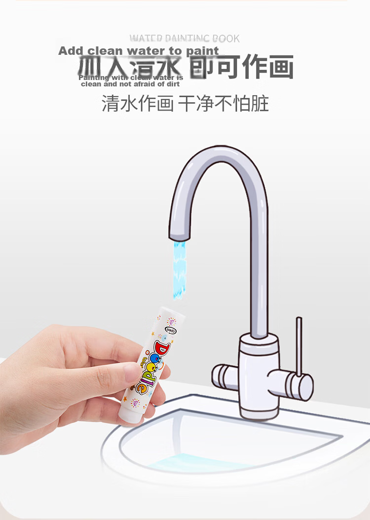 Yisr Children's Water Drawing Book Magic Water Pen Clear Water Graffiti Baby Coloring Painting Book Set Toy for Ages 1-3-6 7