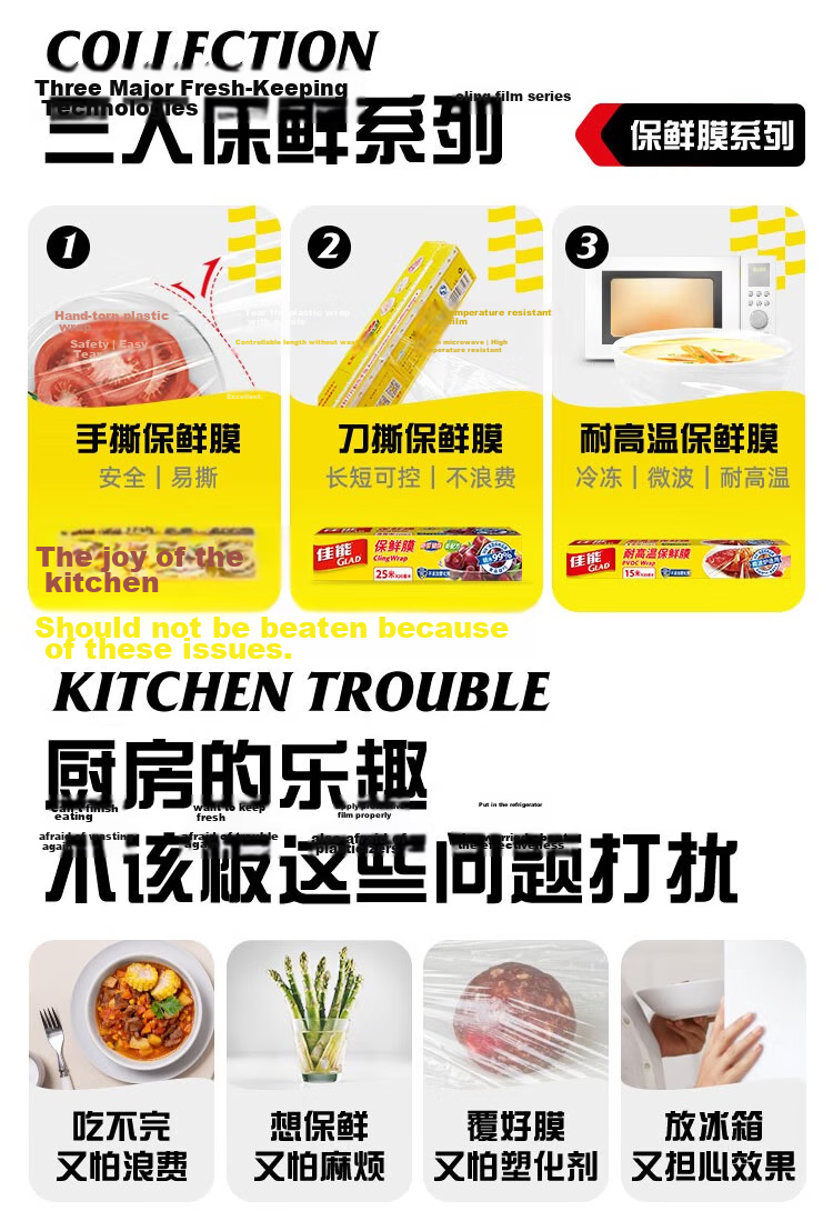 Glad Food-Grade Cling Film 25m with Built-In Cutter, Household Wrap Set, 20cm Wide Small Size, W108 4
