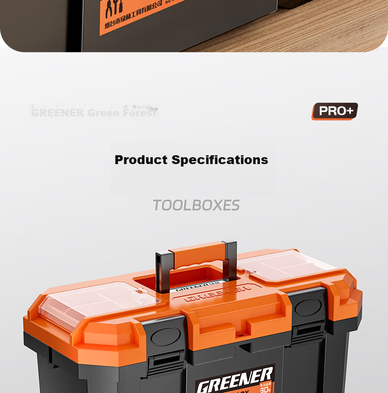 GREENER 17-Inch Large Industrial Grade Toolbox Storage Case Multi-Functional Portable Handheld Automotive Maintenance Electrician Tool Box 21