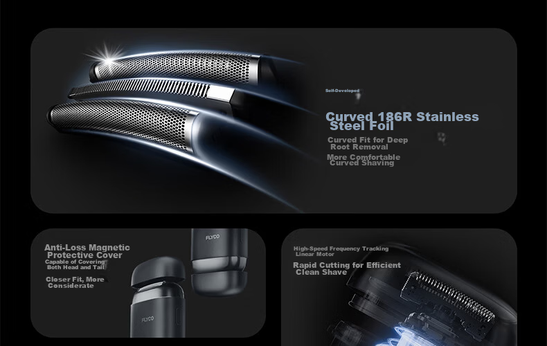 FLYCO F8 Starry Silver Men's Electric Rotary Shaver Wet and Dry Dual Use Portable Beard Trimmer Birthday Gift Recommended by Wang Yibo Limited Edition 6