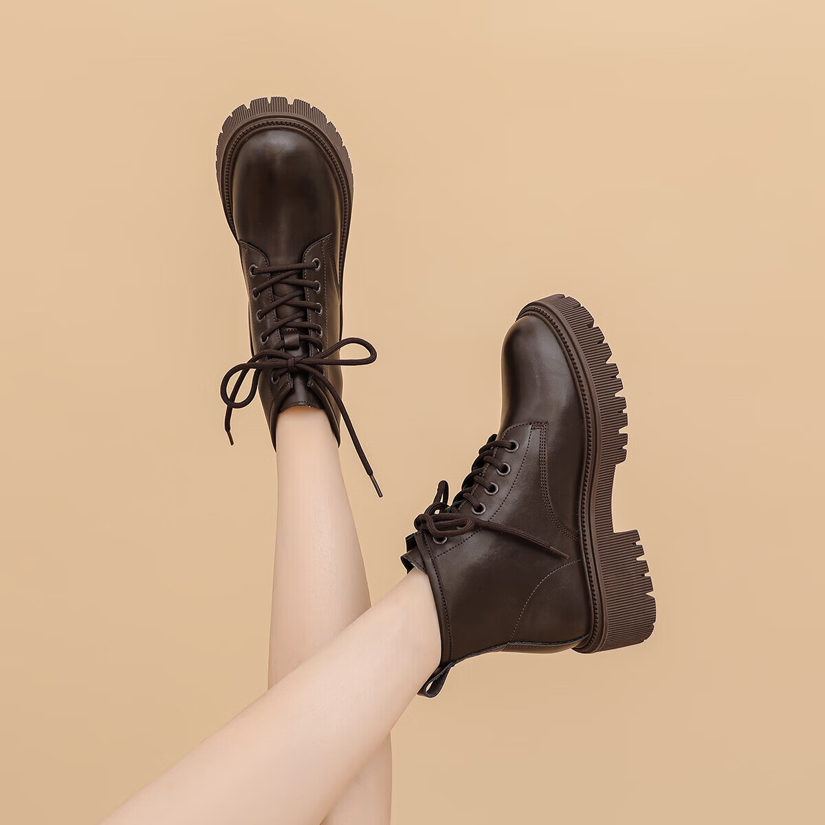 Daphne Brown Martin Boots Women 2023 Autumn Winter Short Boots British Style Ankle Boots Women Single Boots Shoes Brown Size 40