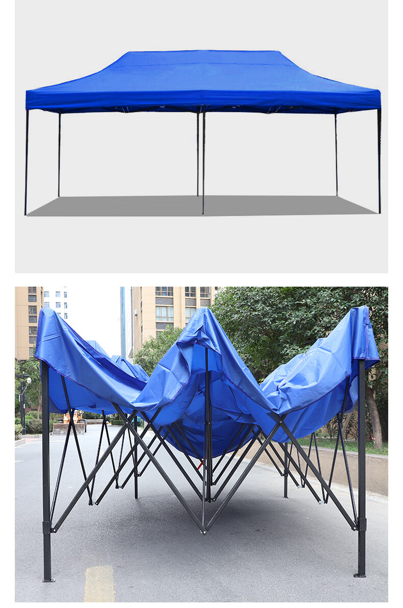 Jingantong Rain Shelter Sunshade Canopy, Outdoor Thickened Foldable Four-Legged Sun Umbrella Parking Shelter, 3*6m Blue 7
