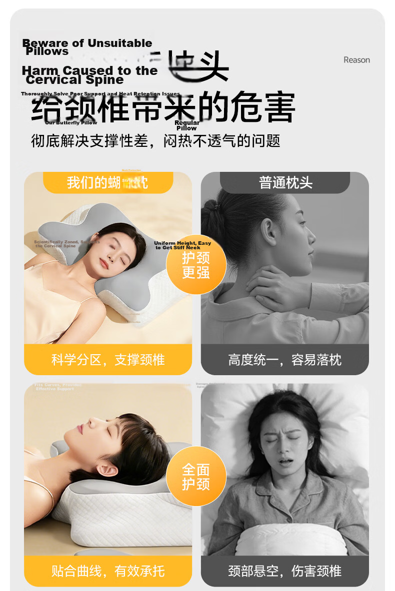Mixiaoshu Low Pillow Neck Support for Adults And Students, Dual-Use for Prone And Supine Sleeping Positions, Fits Cervical Spine, Breathable Comfortable Memory Foam Pillow 5